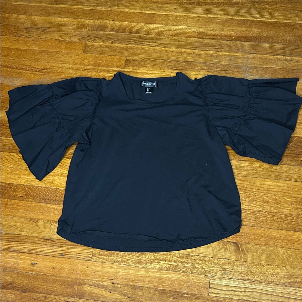 Kenar Black Ruffle Sleeve Blouse